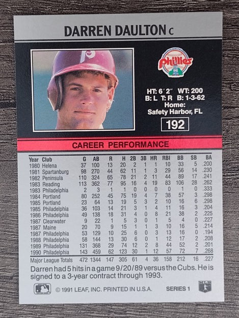 1991 Leaf #192 Darren Daulton