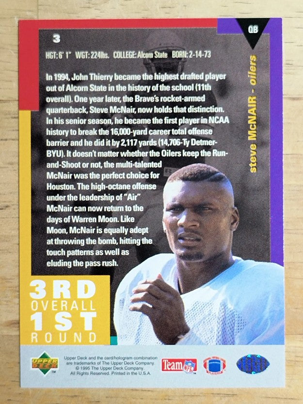 1995 Collector's Choice #3 Steve McNair RC