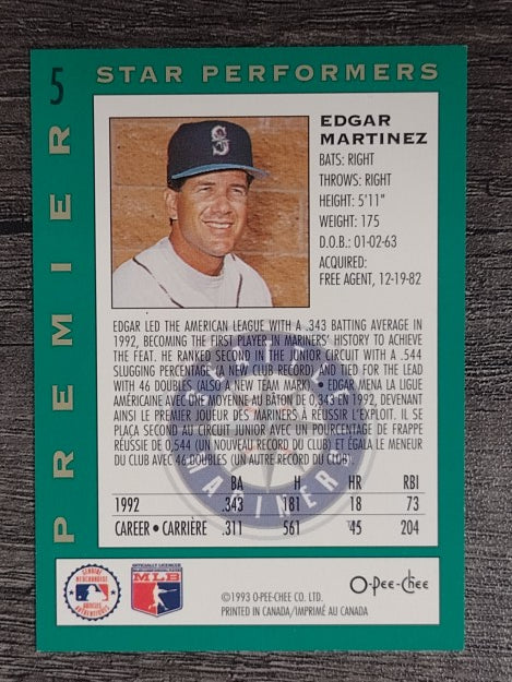 1993 O-Pee-Chee Premier Star Performers #5 Edgar Martinez