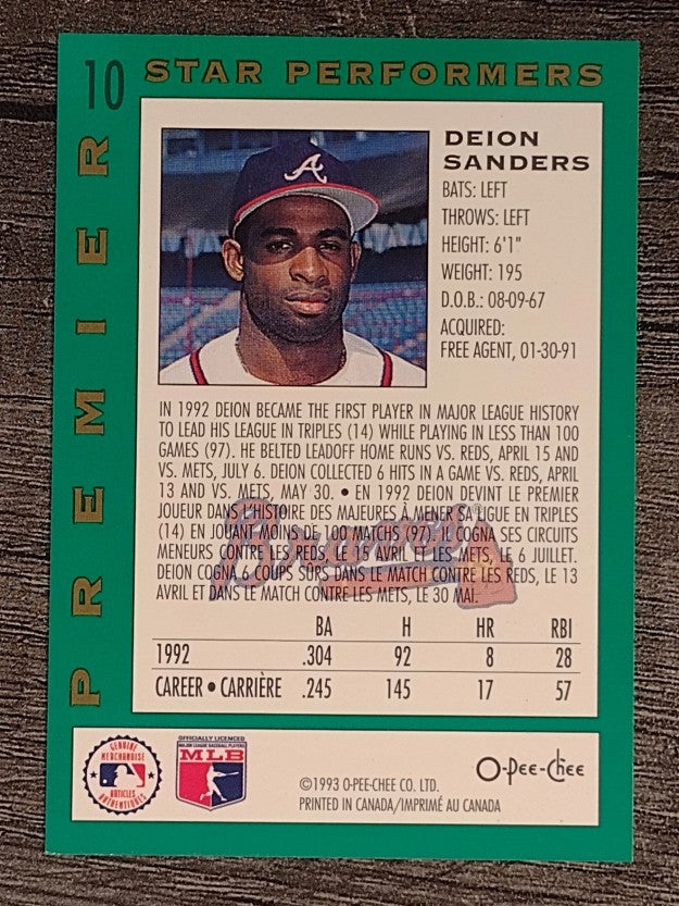 1993 O-Pee-Chee Premier Star Performers #10 Deion Sanders