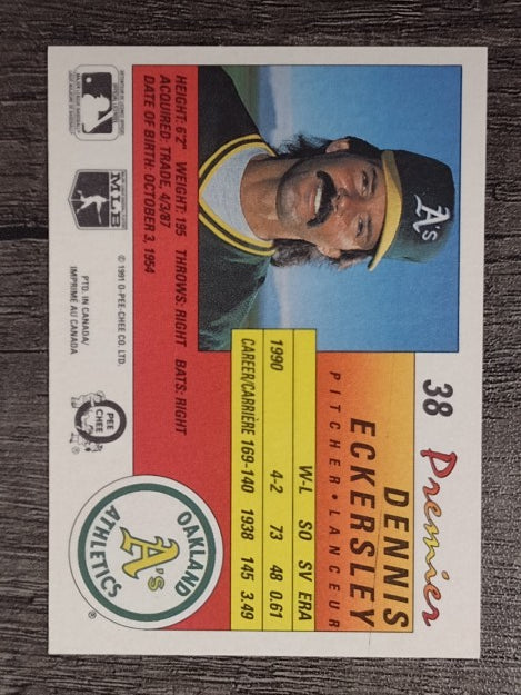 1991 O-Pee-Chee Premier #38 Dennis Eckersley