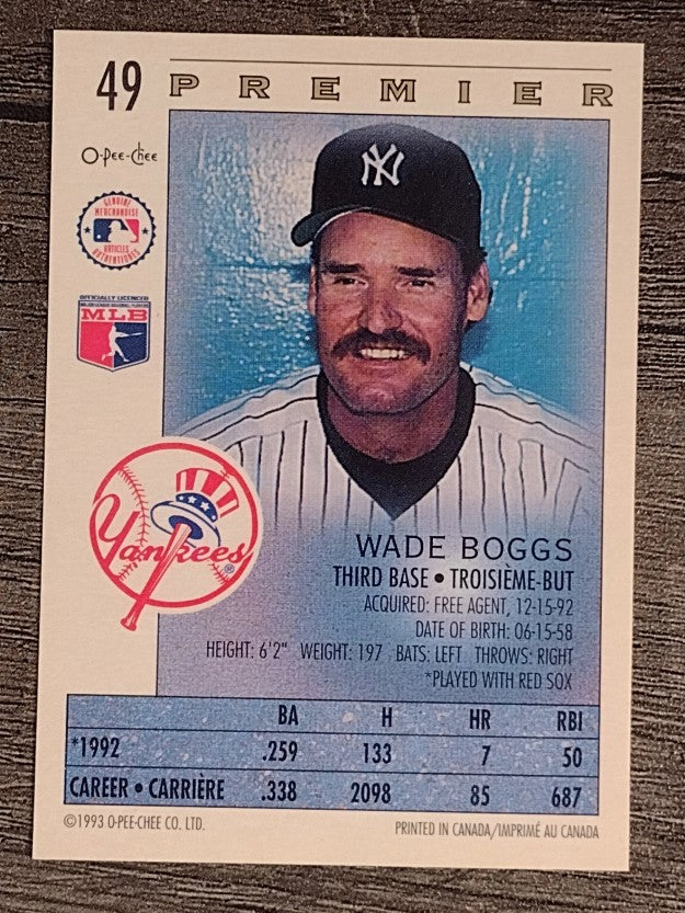 1993 O-Pee-Chee Premier #49 Wade Boggs