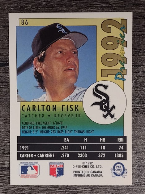 1992 O-Pee-Chee Premier #86 Carlton Fisk