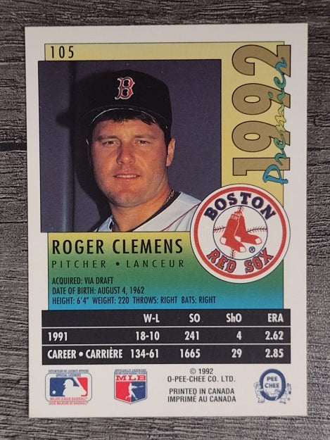 1992 O-Pee-Chee Premier #105 Roger Clemens
