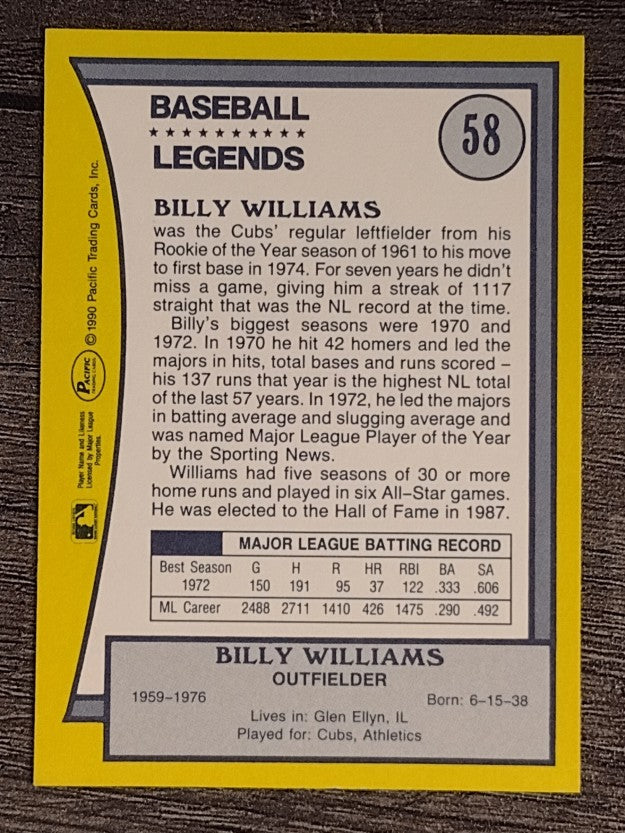 1990 Pacific Legends #58 Billy Williams
