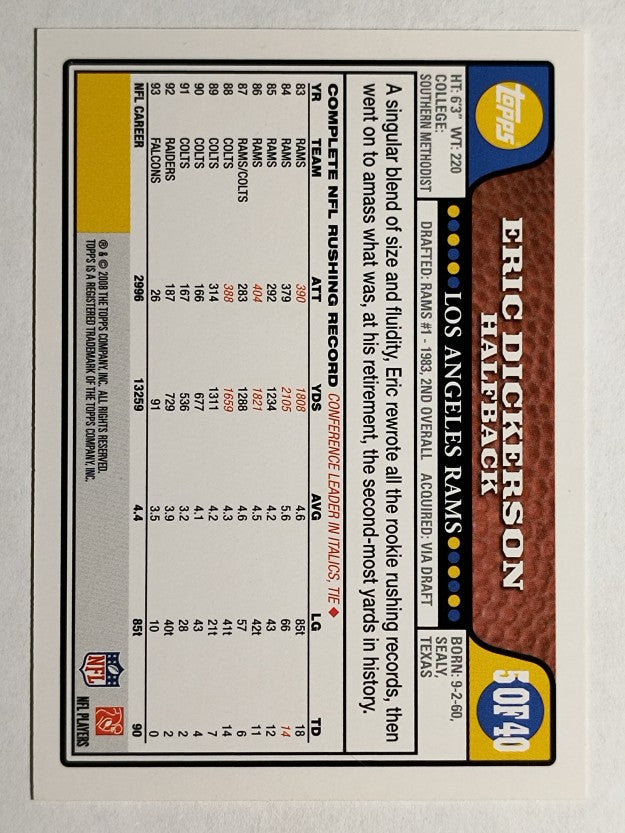 2008 Topps Turn Back the Clock #5 Eric Dickerson S