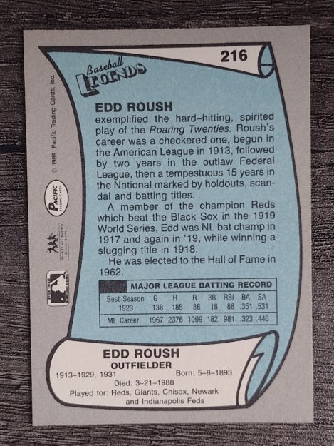 1989 Pacific Legends II #216 Edd Roush