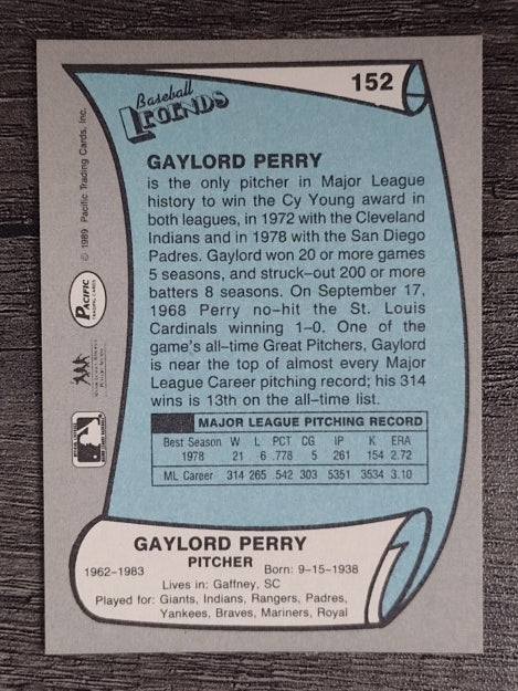 1989 Pacific Legends II #152 Gaylord Perry