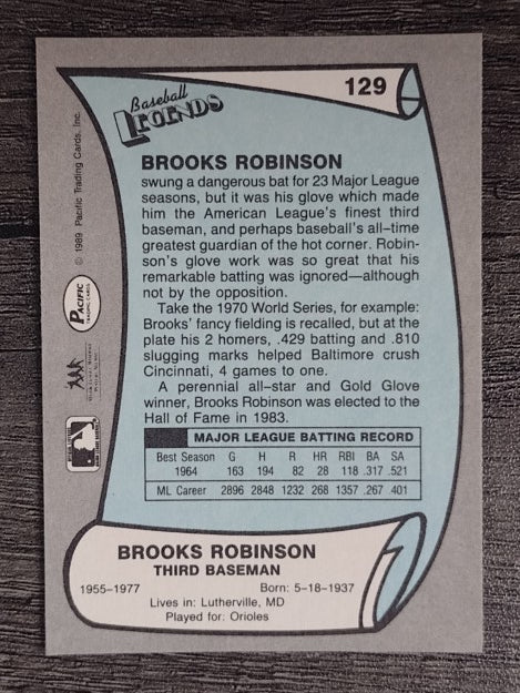 1989 Pacific Legends II #129 Brooks Robinson