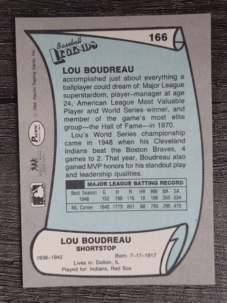 1989 Pacific Legends II #166 Lou Boudreau