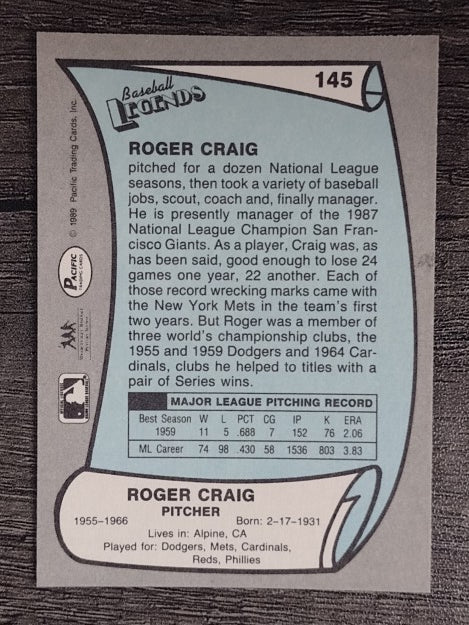 1989 Pacific Legends II #145 Roger Craig