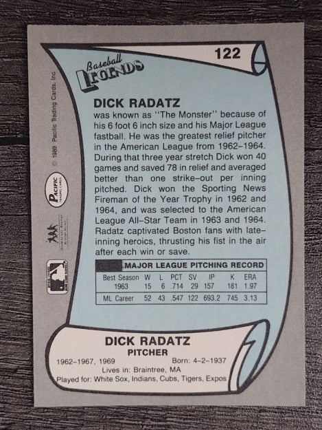 1989 Pacific Legends II #122 Dick Radatz