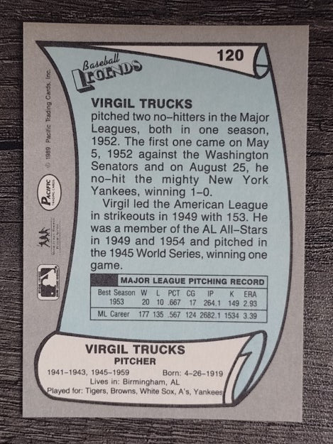 1989 Pacific Legends II #120 Virgil Trucks