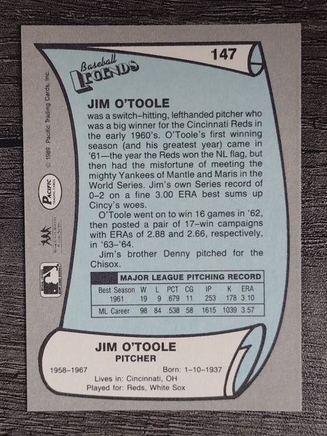 1989 Pacific Legends II #147 Jim O'Toole