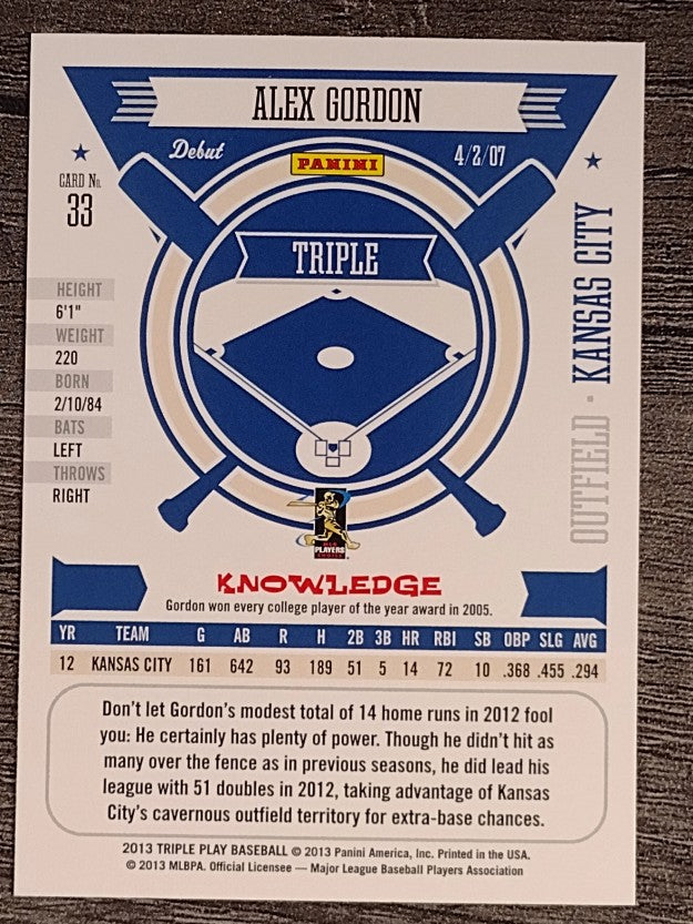 2013 Triple Play #33 Alex Gordon