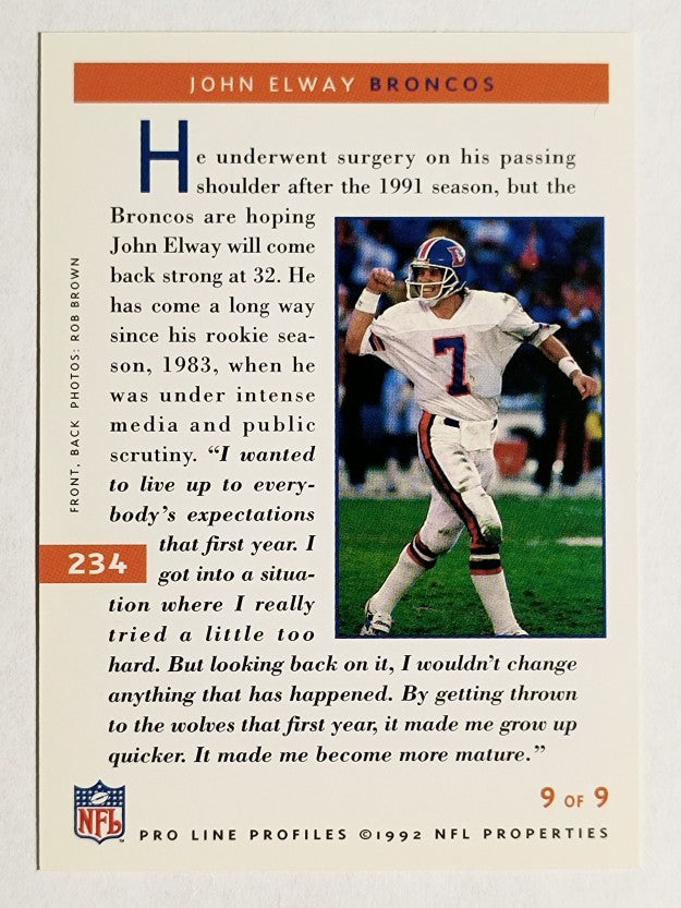 1992 Pro Line Profiles #234 John Elway