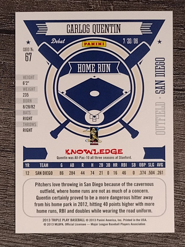 2013 Triple Play #67 Carlos Quentin