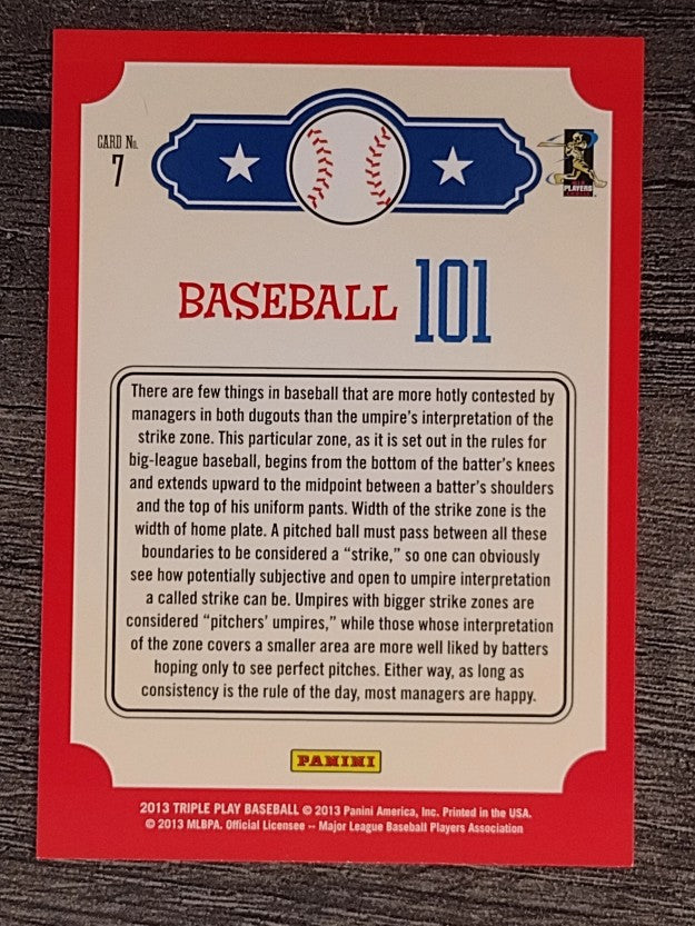 2013 Triple Play Baseball 101 #7 Strike Zone