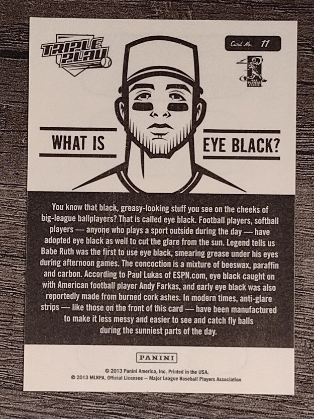 2013 Triple Play Eye Black #11 Triple Crown Logo