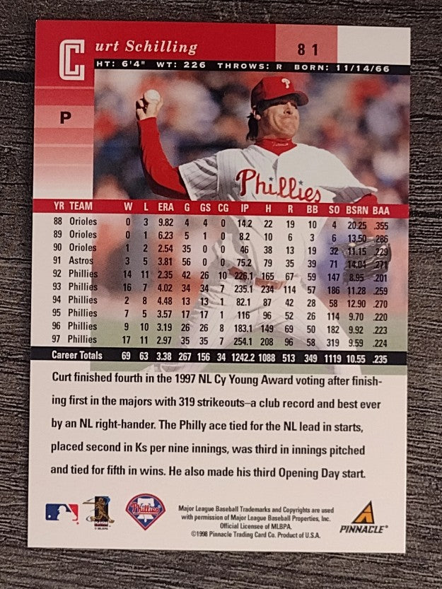1998 Pinnacle Plus #81 Curt Schilling