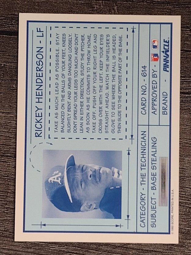 1992 Pinnacle #614 Rickey Henderson TECH