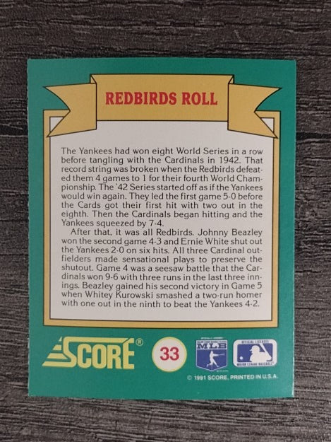 1991 Score Magic Motion Trivia #33 Trivia Card 33