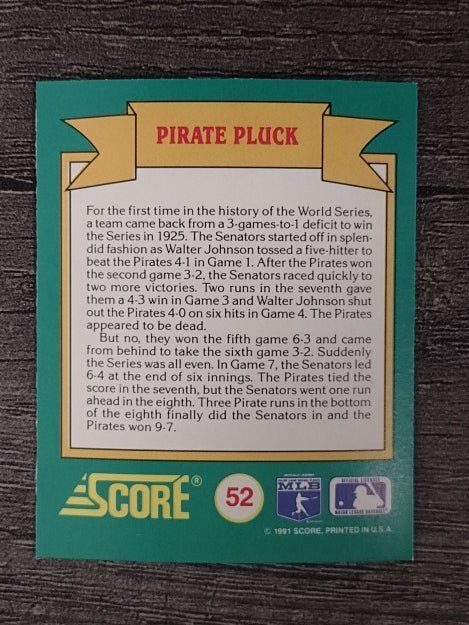 1991 Score Magic Motion Trivia #52 Trivia Card 52