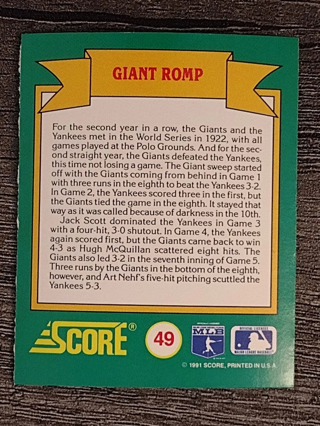 1991 Score Magic Motion Trivia #49 Trivia Card 49