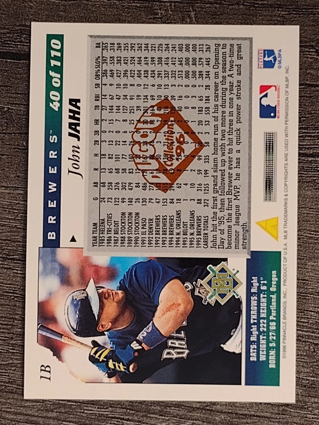 1996 Score Dugout Collection #B40 John Jaha