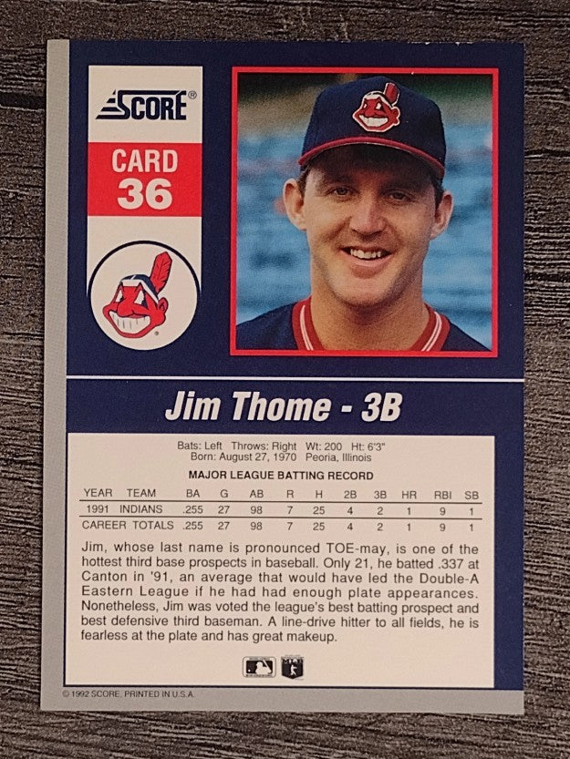 1992 Score Impact Players #36 Jim Thome