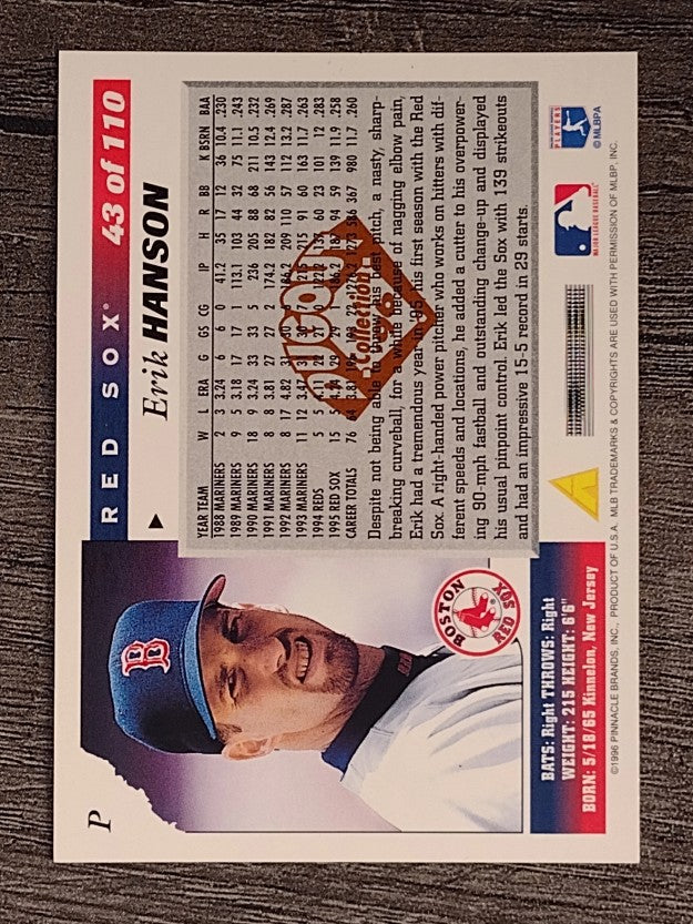 1996 Score Dugout Collection #B43 Erik Hanson