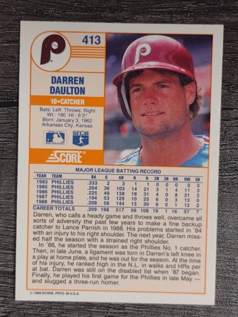 1989 Score #413 Darren Daulton
