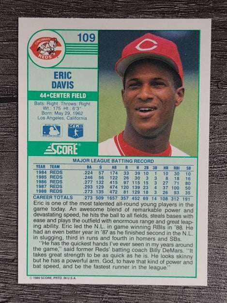 1989 Score #109 Eric Davis