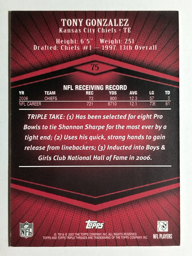 2007 Topps Triple Threads #75 Tony Gonzalez