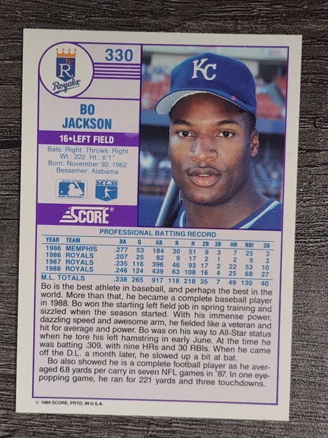 1989 Score #330 Bo Jackson