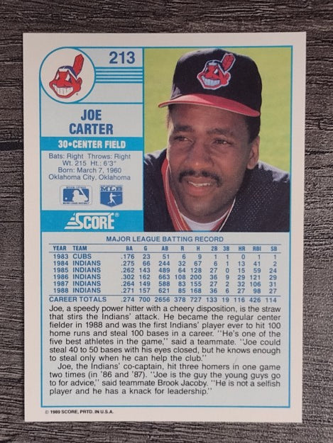 1989 Score #213 Joe Carter