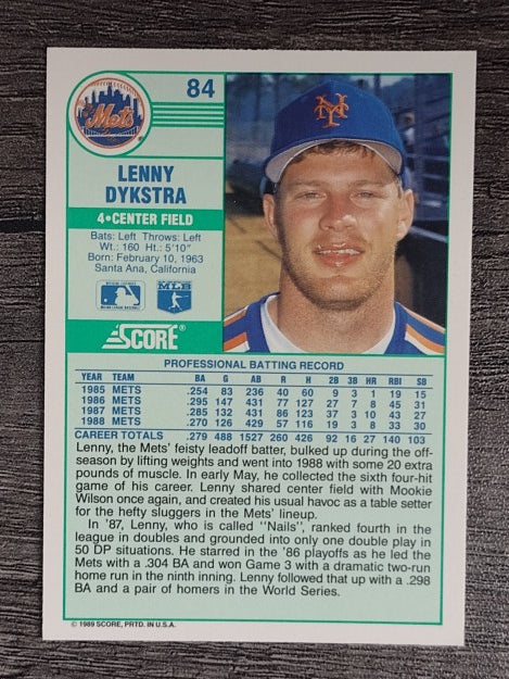 1989 Score #84 Len Dykstra