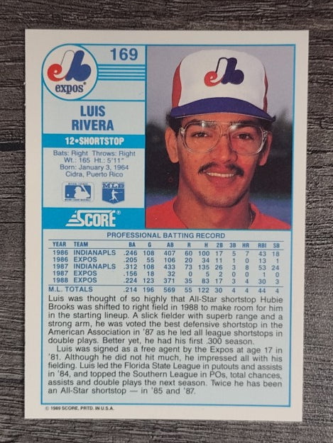 1989 Score #169 Luis Rivera