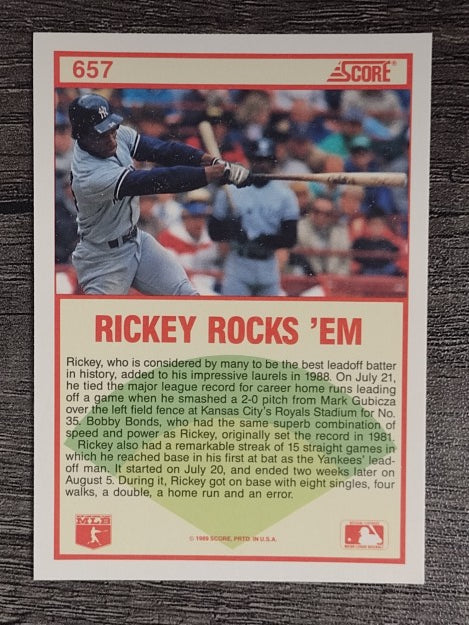 1989 Score #657 Rickey Henderson HL