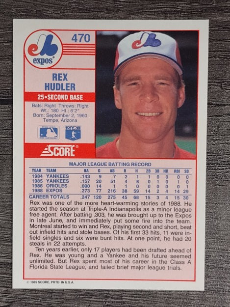 1989 Score #470 Rex Hudler