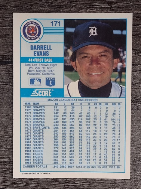 1989 Score #171 Darrell Evans