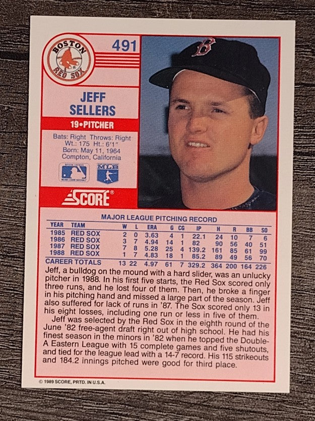 1989 Score #491 Jeff Sellers