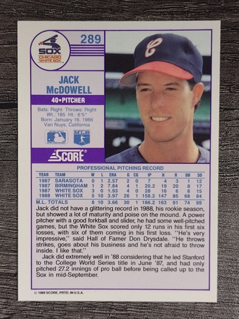 1989 Score #289 Jack McDowell