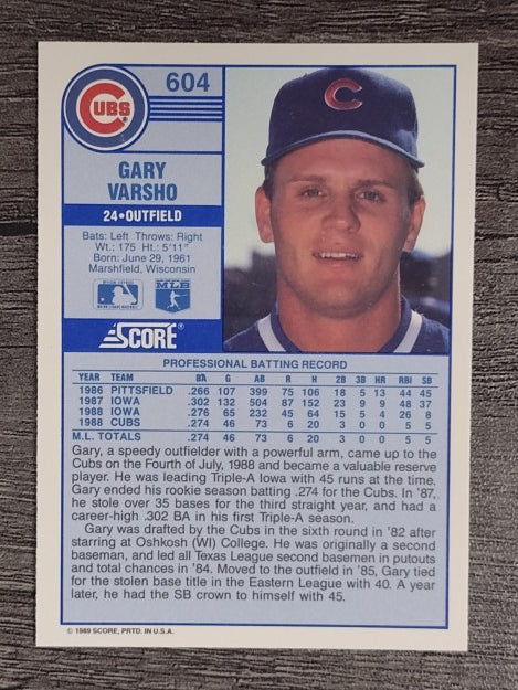 1989 Score #604 Gary Varsho