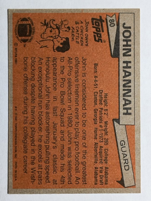 1981 Topps #80 John Hannah AP