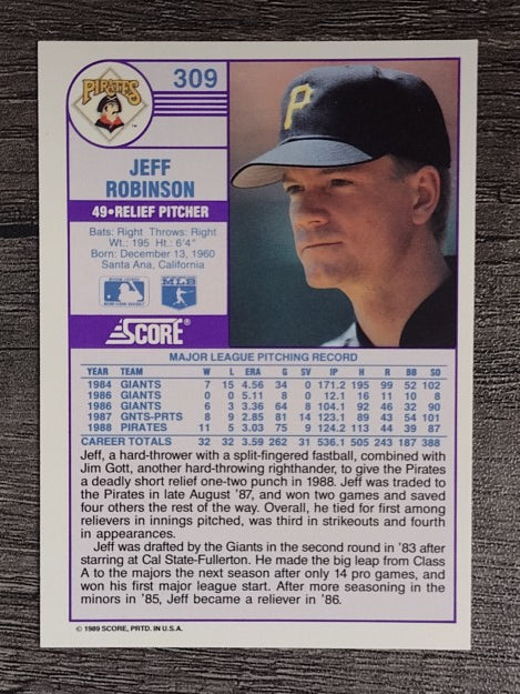 1989 Score #309 Jeff D. Robinson