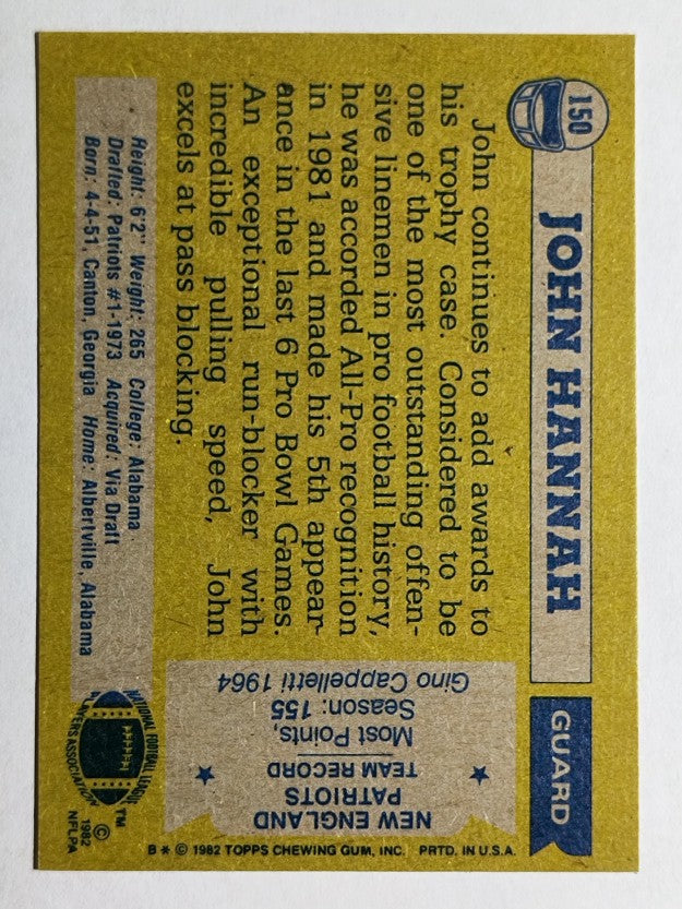 1982 Topps #150 John Hannah AP