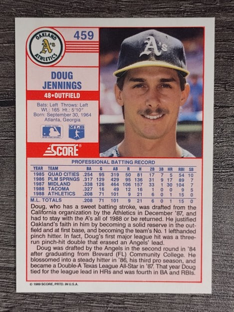 1989 Score #459 Doug Jennings RC