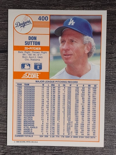 1989 Score #400 Don Sutton
