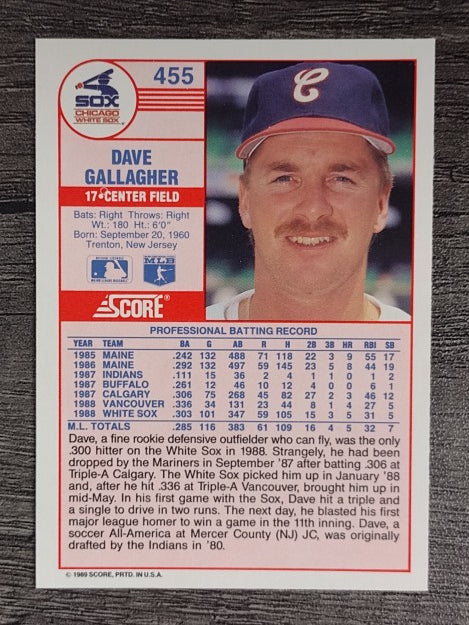 1989 Score #455 Dave Gallagher